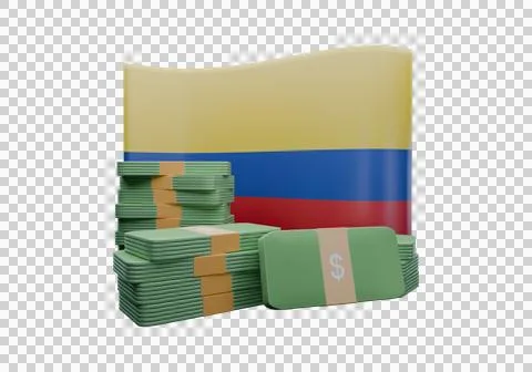 3D render illustration of Colombia flag and currency called Peso Illustrazione stock