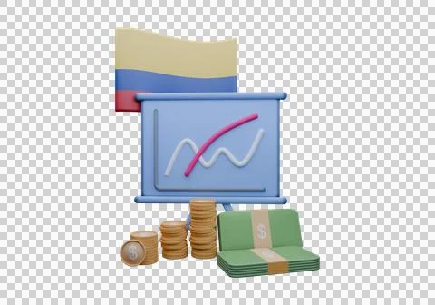 3D render illustration of Colombia flag and currency called Peso Stock Illustration