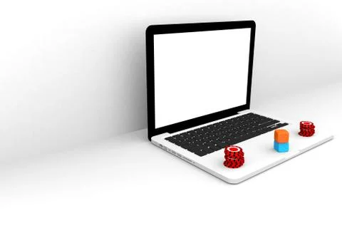 3D render Illustration. Computer notebook Casino Online . Online concept gamb Stock Illustration