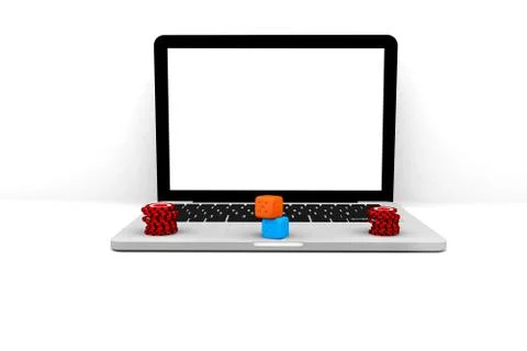3D render Illustration. Computer notebook Casino Online . Online concept gamb イラスト素材