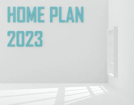 3D render illustration concept of a new house with the text of 2023 Stock Illustration