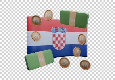 3D render illustration of Croatia flag and currency called Kuna Illustration