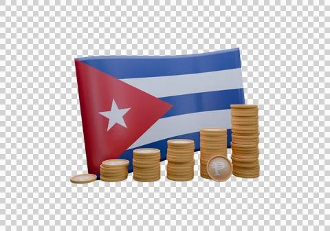 3D render illustration of Cuba flag and currency called Kyat Stock Illustration