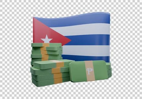 3D render illustration of Cuba flag and currency called Kyat Illustrazione stock