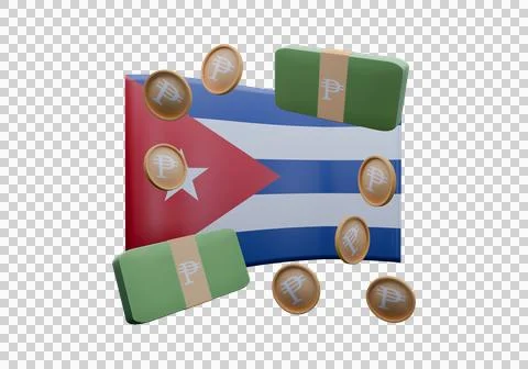 3D render illustration of Cuba flag and currency called Kyat Stock Illustration