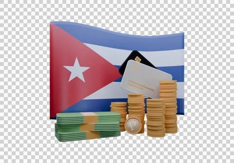 3D render illustration of Cuba flag and currency called Kyat Stock Illustration