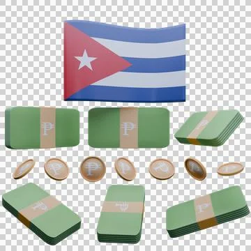 3D render illustration of Cuba flag and currency called Kyat Illustrazione stock