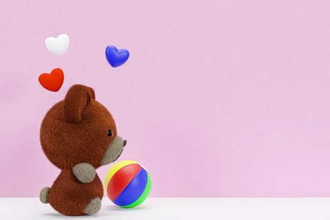 3d render illustration of a cute brown baby bear model. Illustrazione stock