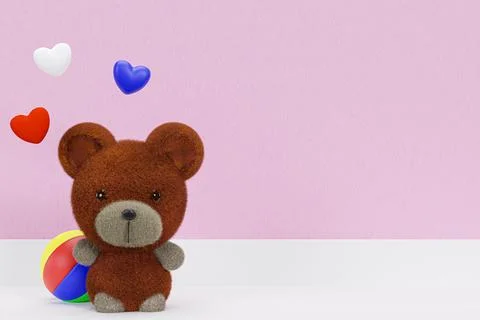 3d render illustration of a cute brown baby bear model. Illustrazione stock