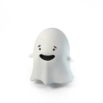 3D render illustration of cute friendly Ghost on isolated white background Stock Illustration