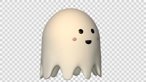 3D render illustration of cute friendly Ghost. Happy Halloween Stock Illustration