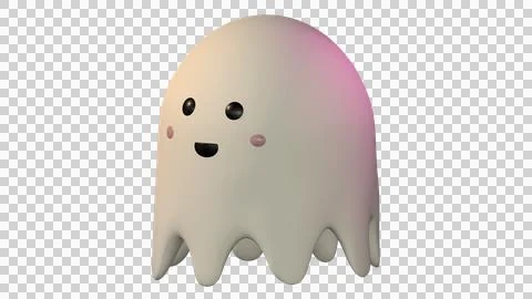 3D render illustration of cute friendly Ghost. Happy Halloween Stock Illustration