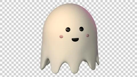 3D render illustration of cute friendly Ghost. Happy Halloween Stock Illustration