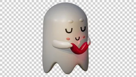 3D render illustration of cute friendly Ghost. Happy Halloween Stock Illustration