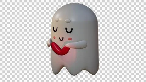 3D render illustration of cute friendly Ghost. Happy Halloween Stock Illustration