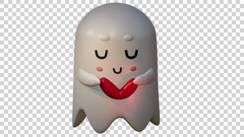 3D render illustration of cute friendly Ghost. Happy Halloween Stock Illustration