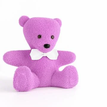 3d render illustration of a cute stuffed toy bear with white bow tie  on whit Illustrazione stock