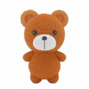 3d render illustration of a cute stuffed bear on white background. Illustrazione stock