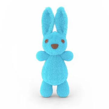3d render illustration of a cute stuffed toy rabbit on white background. イラスト素材