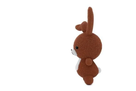 3d render illustration of a cute stuffed toy rabbit on white background. Stock Illustration