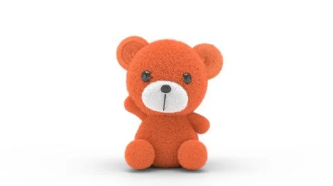 3d render illustration of a cute stuffed toy bear  on white background. Stock Illustration