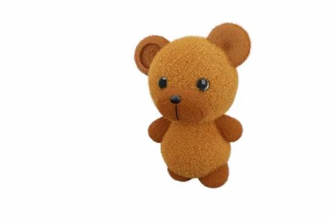 3d render illustration of cute toy bear with golden brown fur on white backgr Stock Illustration