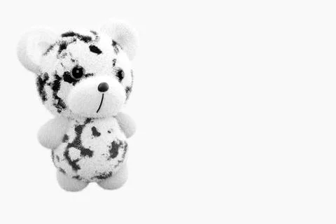 3d render illustration of cute toy bear with black and white fur on white bac イラスト素材