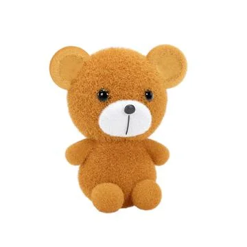 3d render illustration of cute toy bear with golden brown fur on white backgr イラスト素材