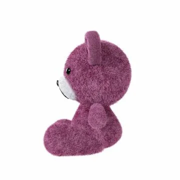 3d render illustration of cute toy bear with pink fur on white background. イラスト素材