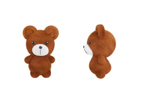 3d render illustration of cute toy bear with broun fur on white background. イラスト素材