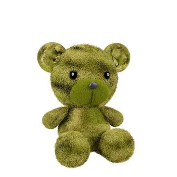 3d render illustration of cute toy bear with camouflage fur on white backgrou イラスト素材