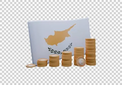 3D render illustration of Cyprus flag and currency called Euro Stock Illustration