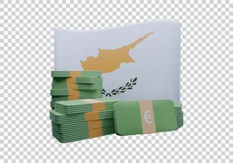 3D render illustration of Cyprus flag and currency called Euro Stock Illustration