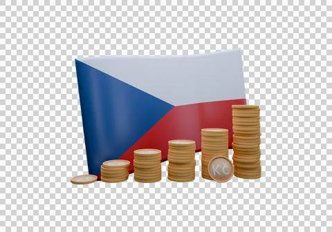 3D render illustration of Czech Republic flag and currency called Franc Illustrazione stock
