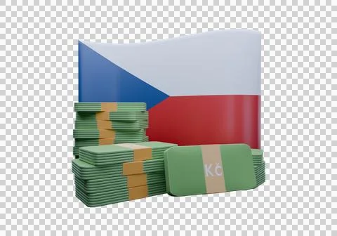 3D render illustration of Czech Republic flag and currency called Franc Illustration