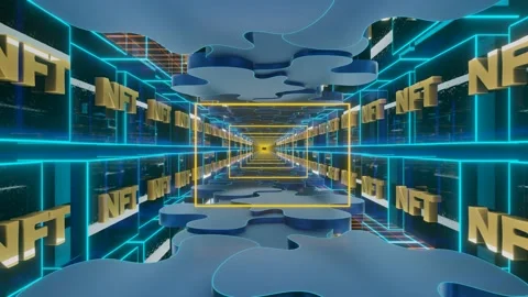 3d render illustration data center or nft virtual crypto exchange Stock Footage 172055637