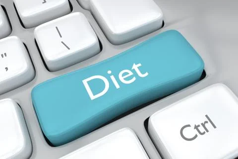 3D render illustration of diet key on a computer keyboard Stock Illustration