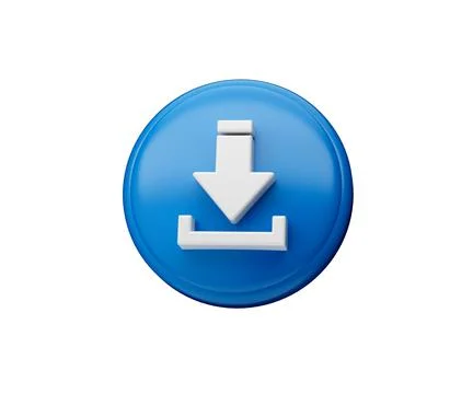 3d render illustration download button icon for web and app Illustrazione stock