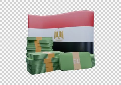 3D render illustration of Egypt flag and currency called Egyptian Pound Stock Illustration
