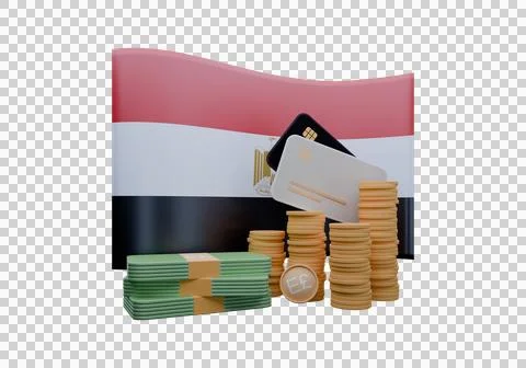 3D render illustration of Egypt flag and currency called Egyptian Pound Illustrazione stock