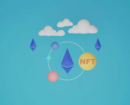 3d render illustration Etherium mining, e-trade or crypto trading Stock Illustration