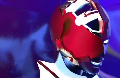 3d render illustration of female robot face. Stock Illustration