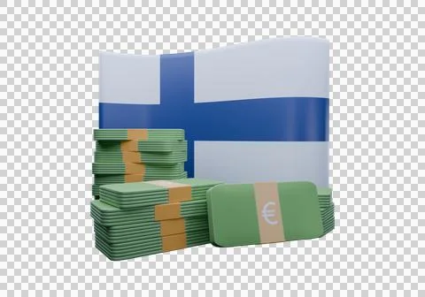 3D render illustration of Finland flag and currency called Euro Stock-Illustration