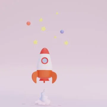 3d render illustration, flying rocket or space shuttle Stock Illustration