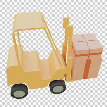 3d render illustration forklift carrying packages Stock Illustration