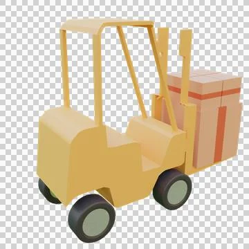 3d render illustration forklift carrying packages Stock Illustration