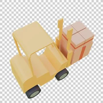3d render illustration forklift carrying packages Stock Illustration
