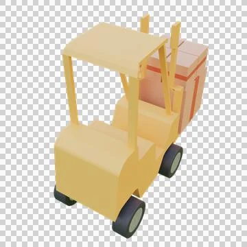 3d render illustration forklift carrying packages Stock Illustration