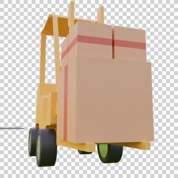 3d render illustration forklift carrying packages Stock Illustration