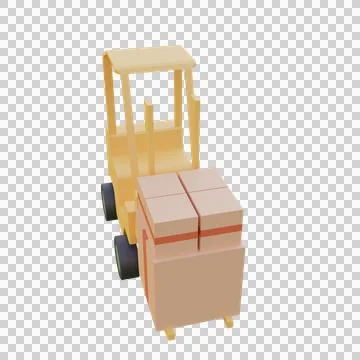 3d render illustration forklift carrying packages Stock Illustration